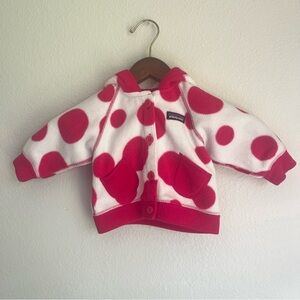 Patagonia Baby Swirly Top Fleece Jacket Pink and White polka dots size 6M